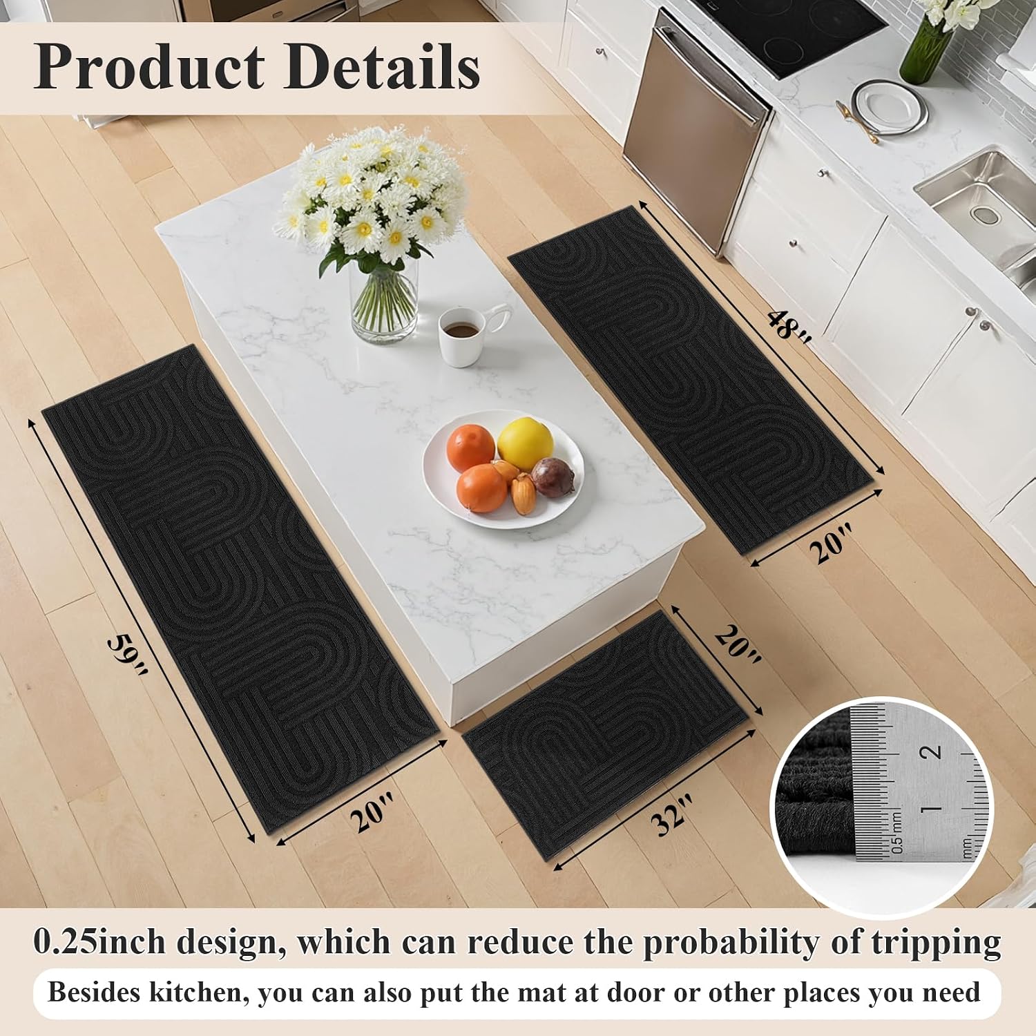 Detalle de U'Artlines Kitchen Mats Set of 3