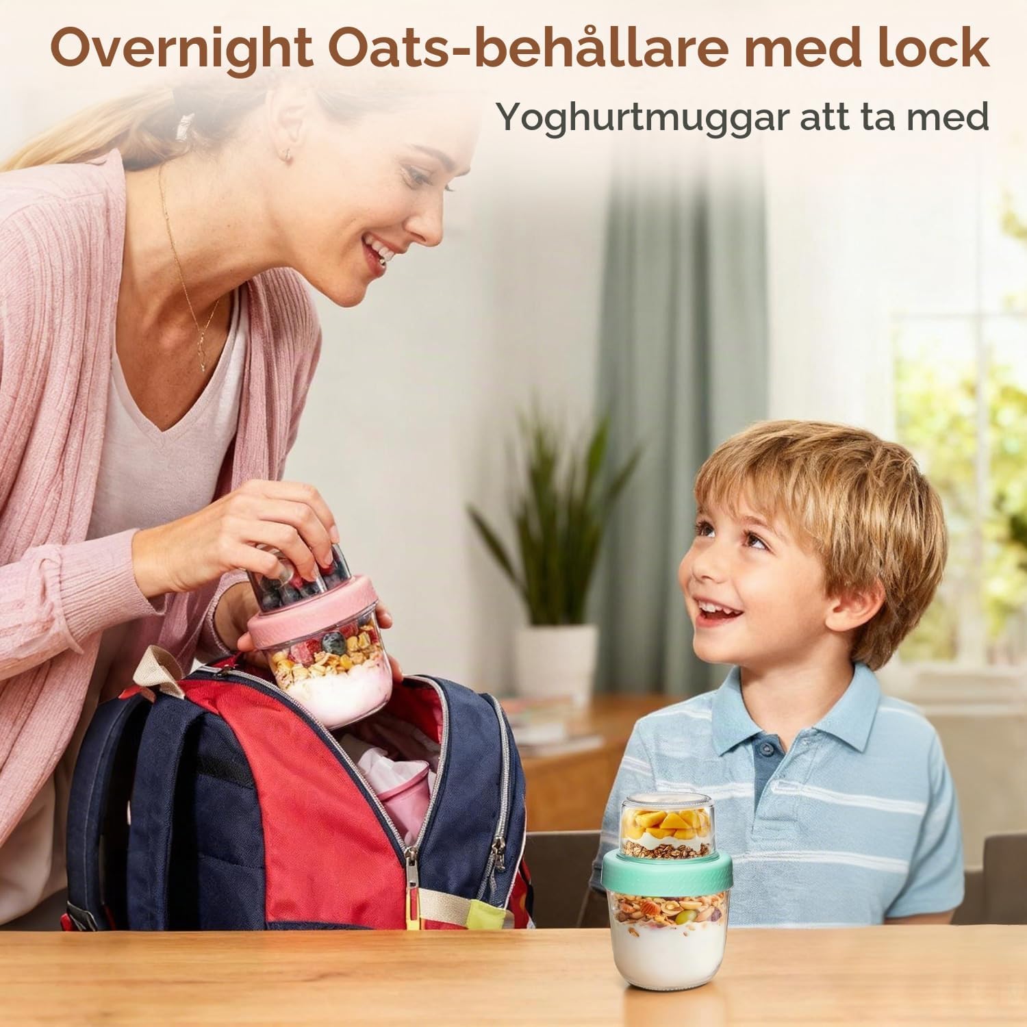 Thumbnail 6 de ComSaf yoghurtburkar 4-pack, 240 ml + 120 ml, med separat toppfack