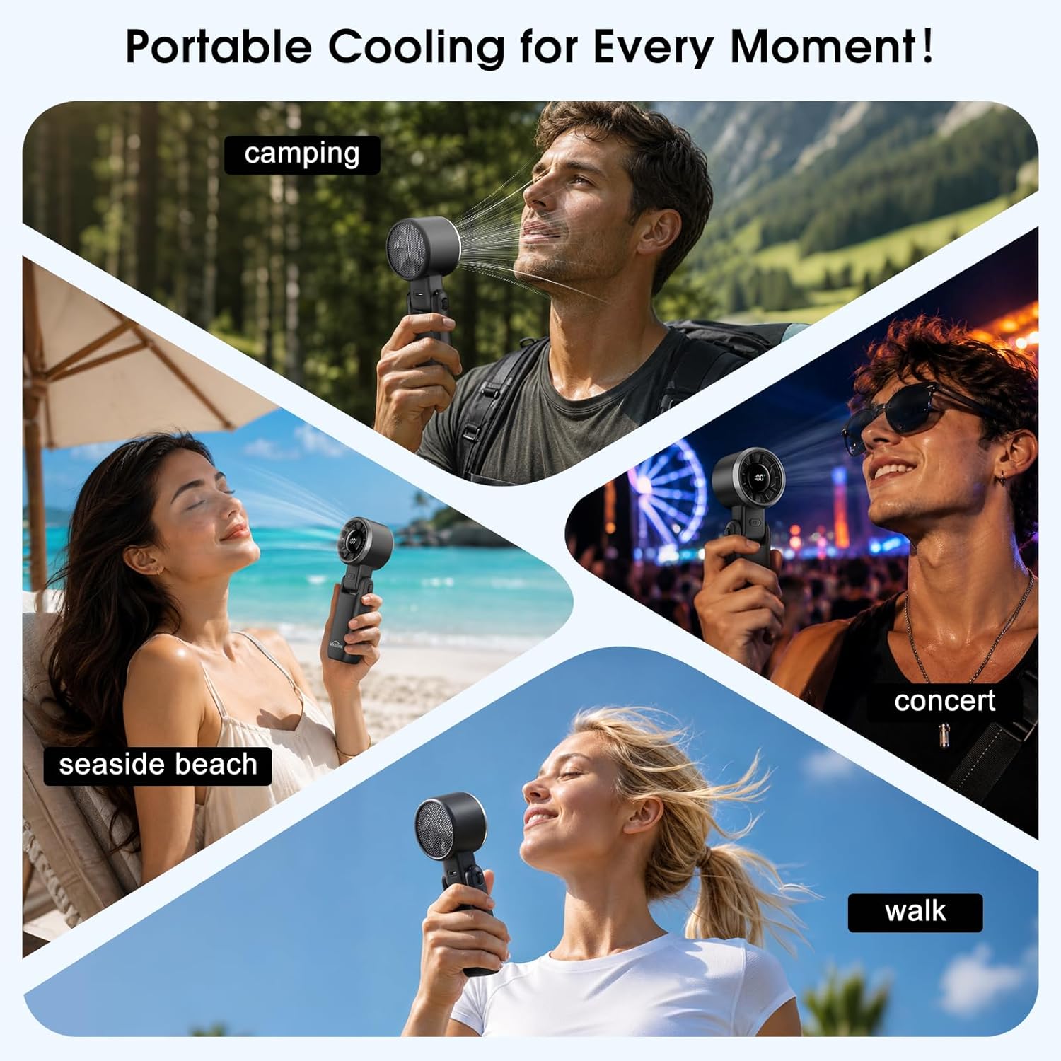 Thumbnail 6 de WHATOOK Handheld Rechargeable Fan (5-speed, LED display, foldable desk/hand design)