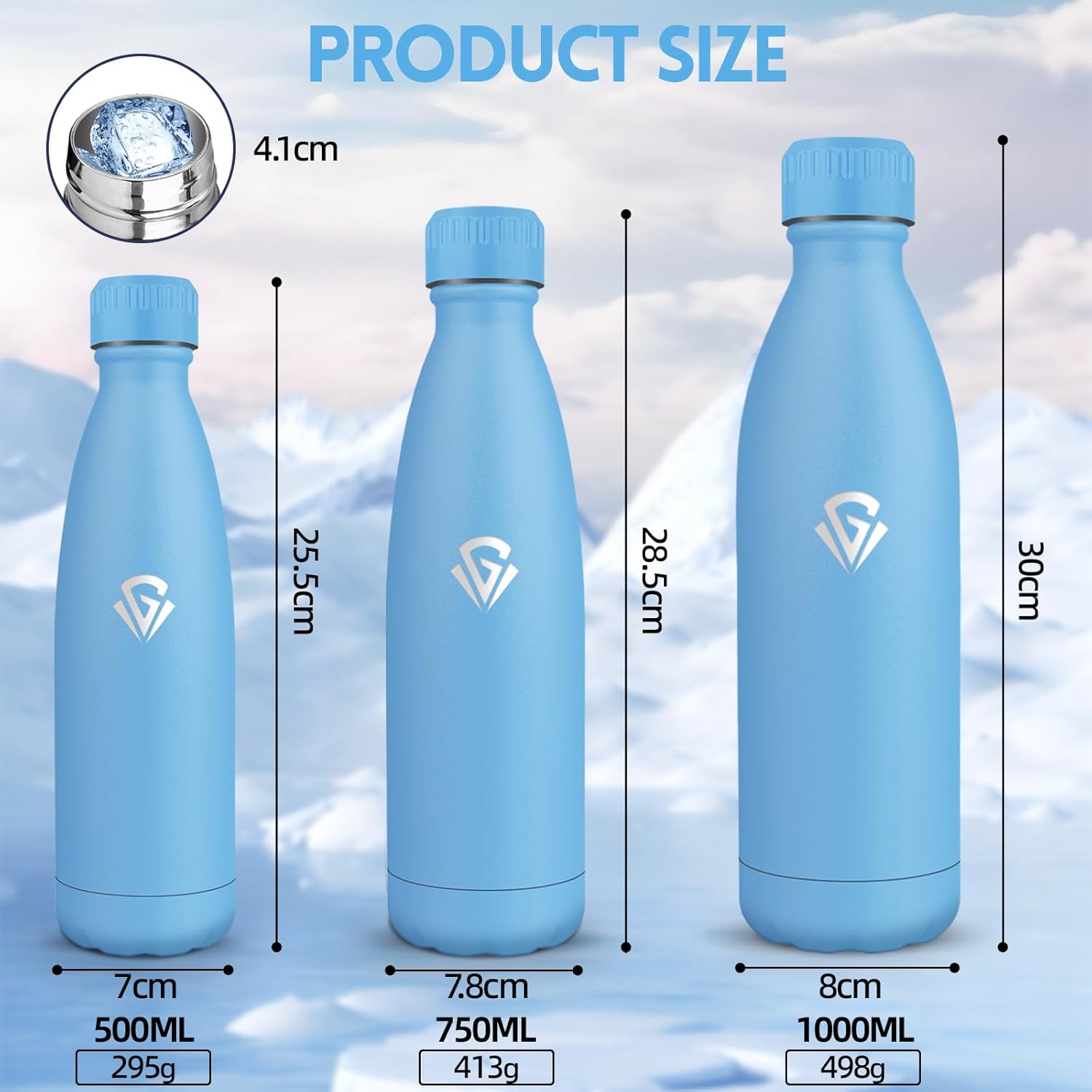 Detalle 2 de Boble Botella Térmica 750 ml 304 Acero Inoxidable Azul cielo 💧