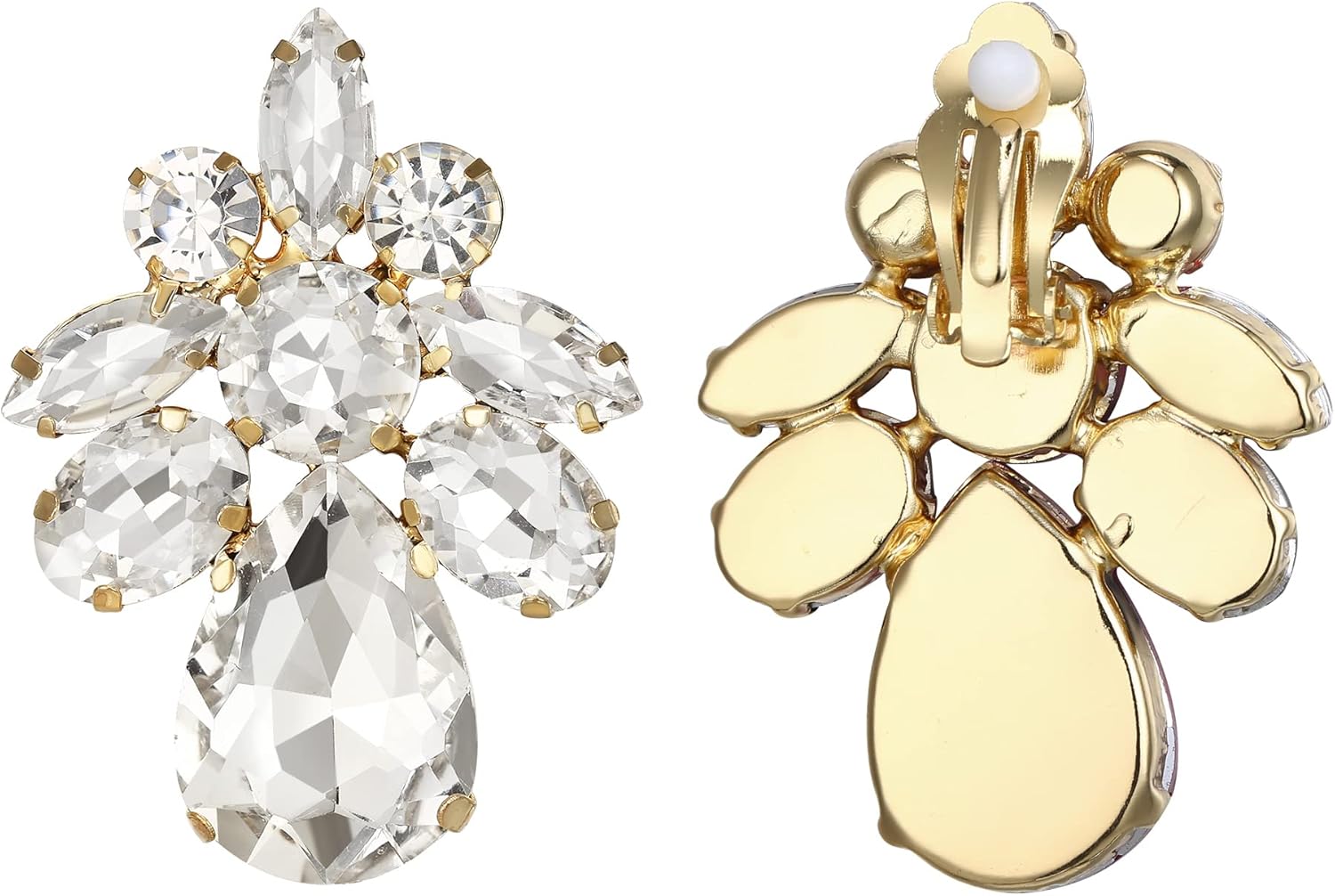 Thumbnail 4 de Clearine orecchini clip-on da matrimonio con goccia marquise in rhinestone