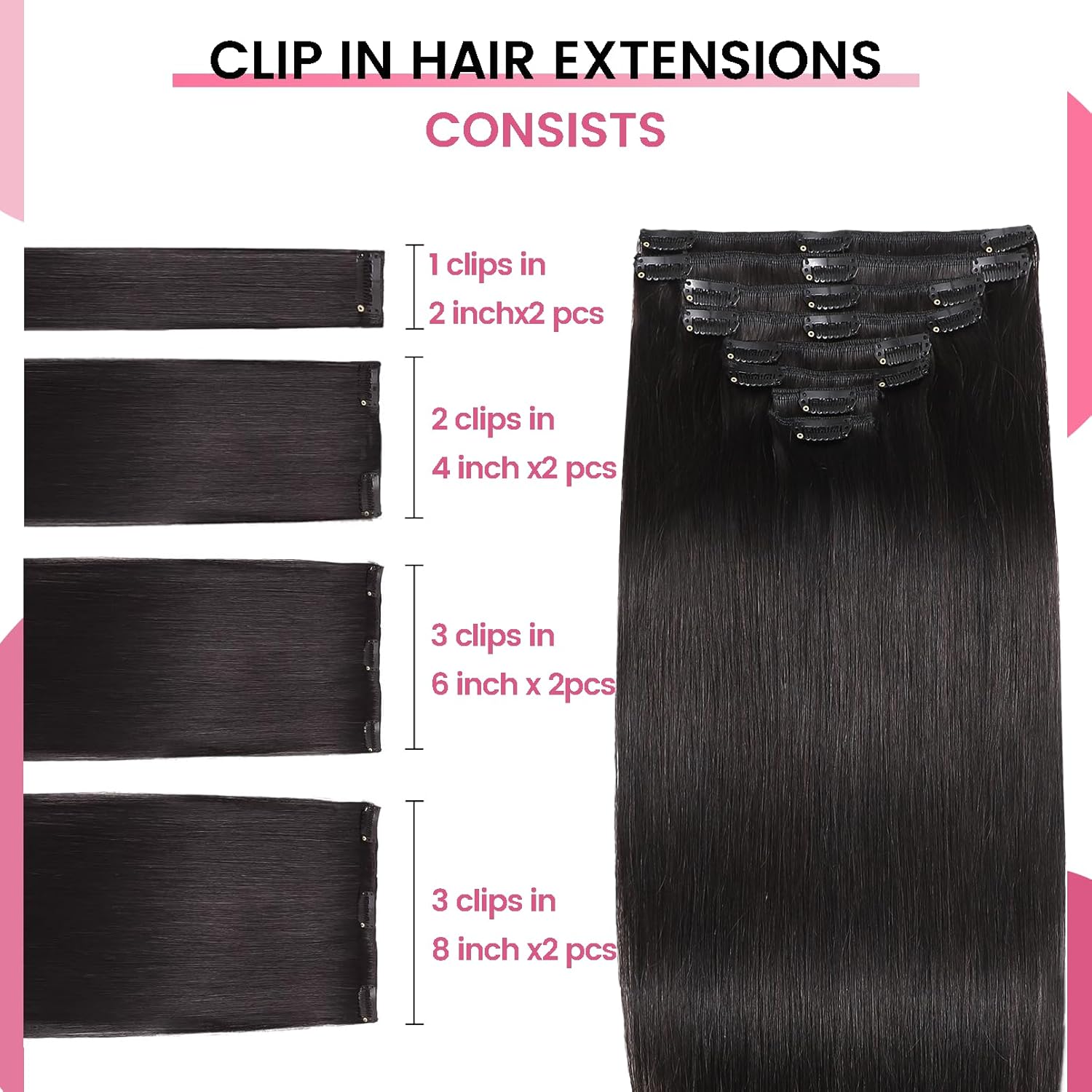 Thumbnail 2 de CWRDK 20-inch Remy Clip-In Hair Extensions 8pcs 💇♀