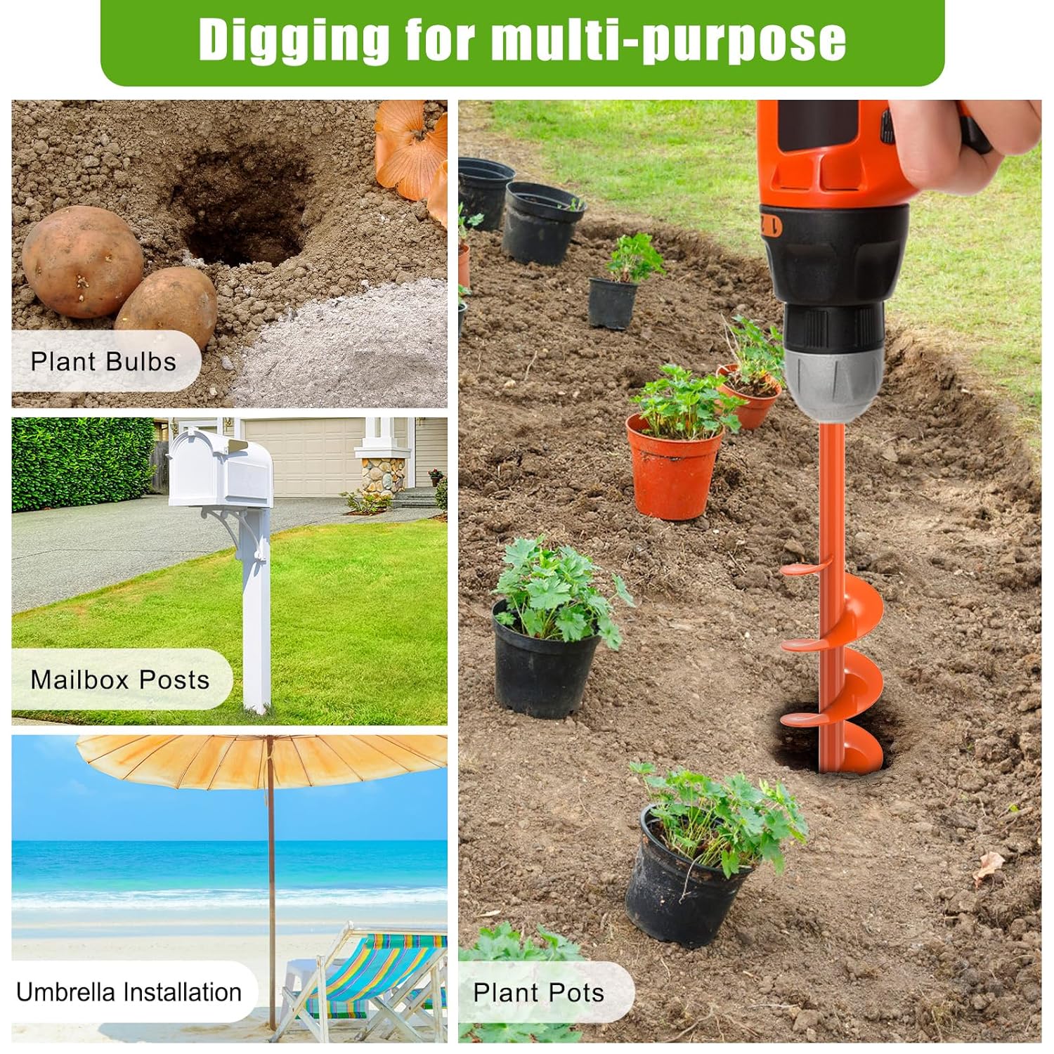 Thumbnail 1 de Insaga Garden Auger Drill Bit 61x7.6cm for Post Holes and Planting