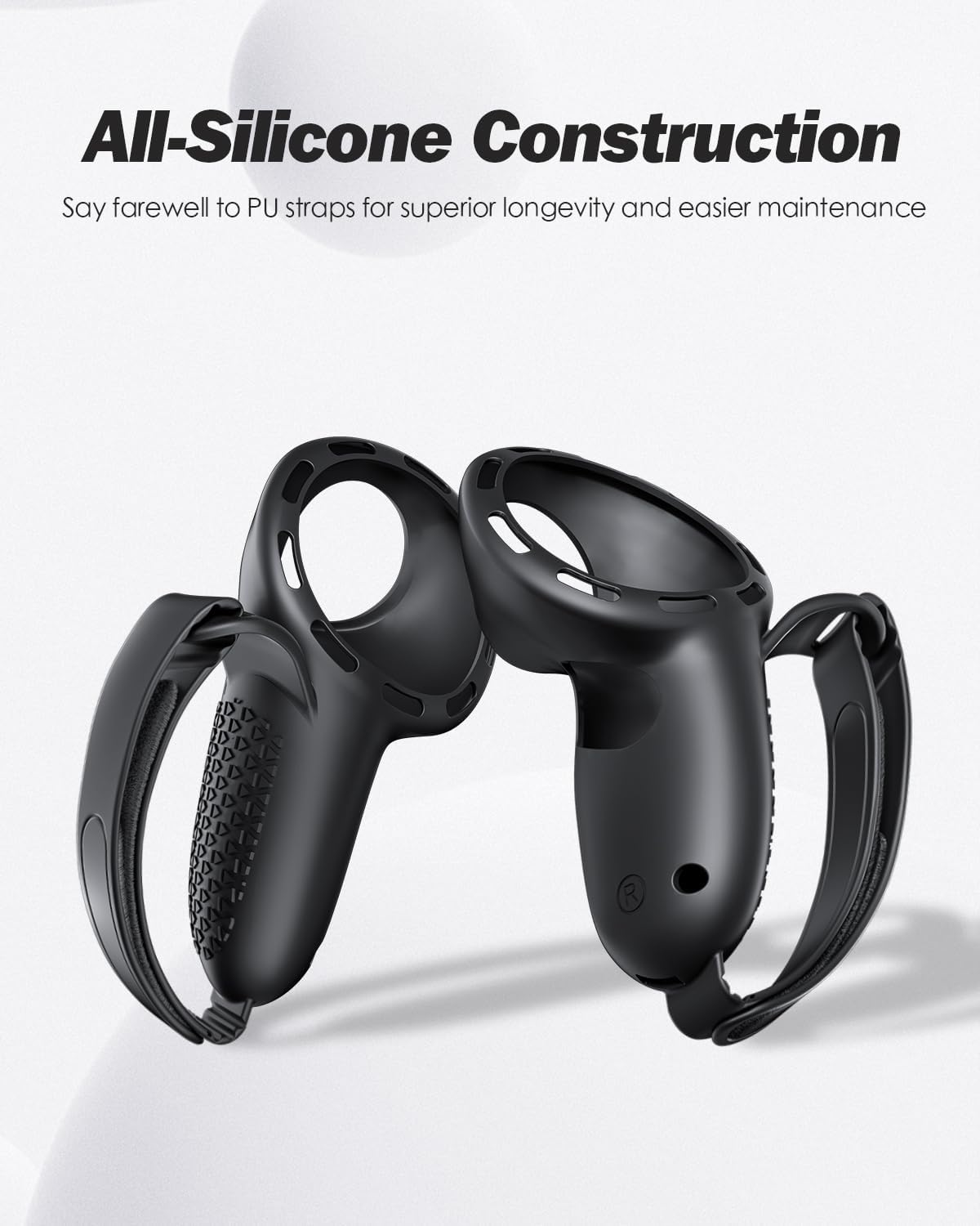 Detalle de SUPERUS Controller Grips Cover for Meta Quest 3S/Quest 3 – Anti-slip Silicone Case with Adjustable Knuckle Straps