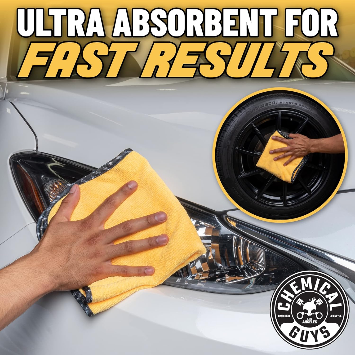Thumbnail 4 de Chemical Guys Large Microfiber Drying Towel (36 x 25 inches) in Yellow