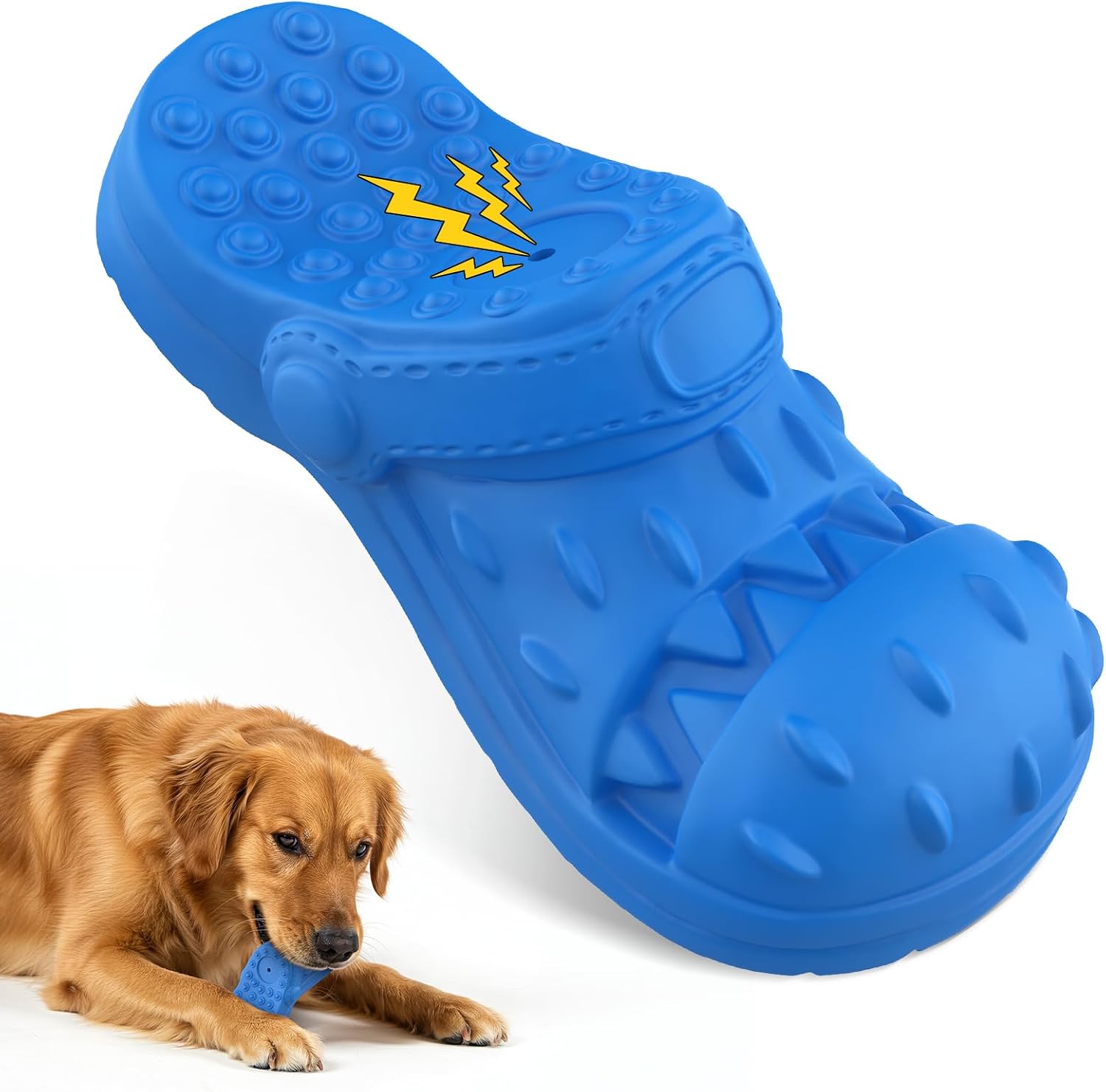 Detalle de RUXAN Hundespielzeug aus Naturkautschuk – Aggressives Kauen, 17 × 7,5 × 6,5 cm, für Kleine bis Große Hunde (Blue)