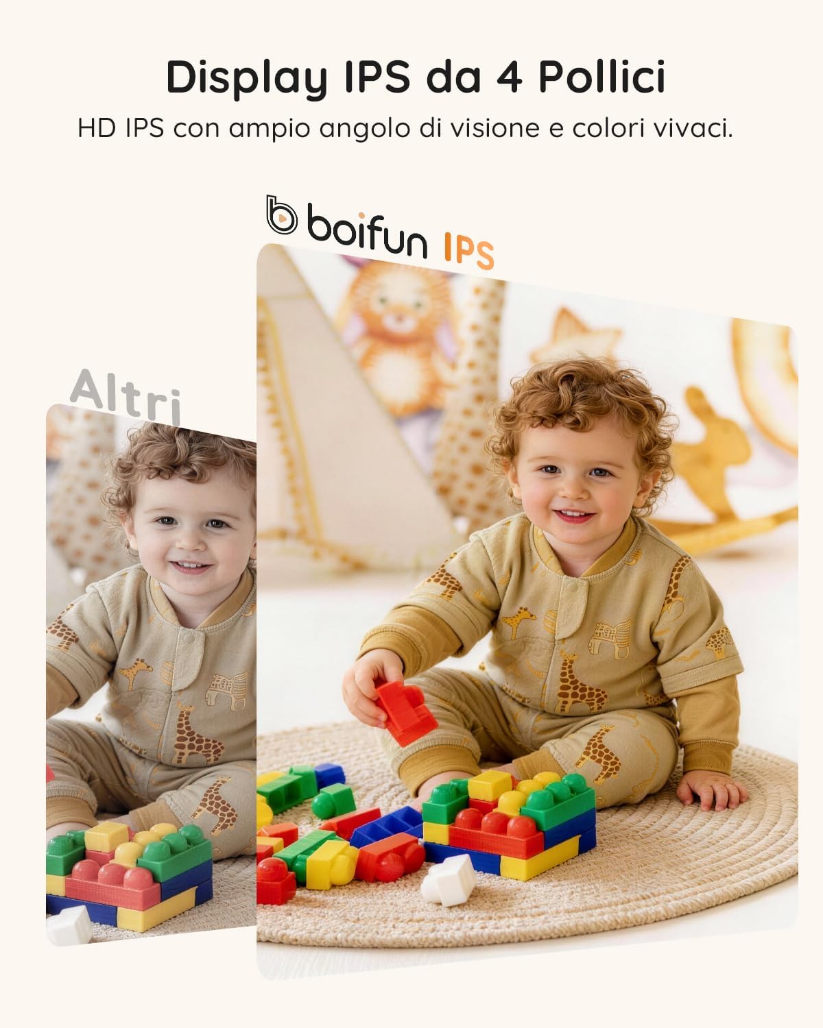 Thumbnail 3 de Boifun Baby Monitor Video e Audio con Schermo IPS 4'' 720P, Autonomia 11 ore e Funziona Senza WiFi
