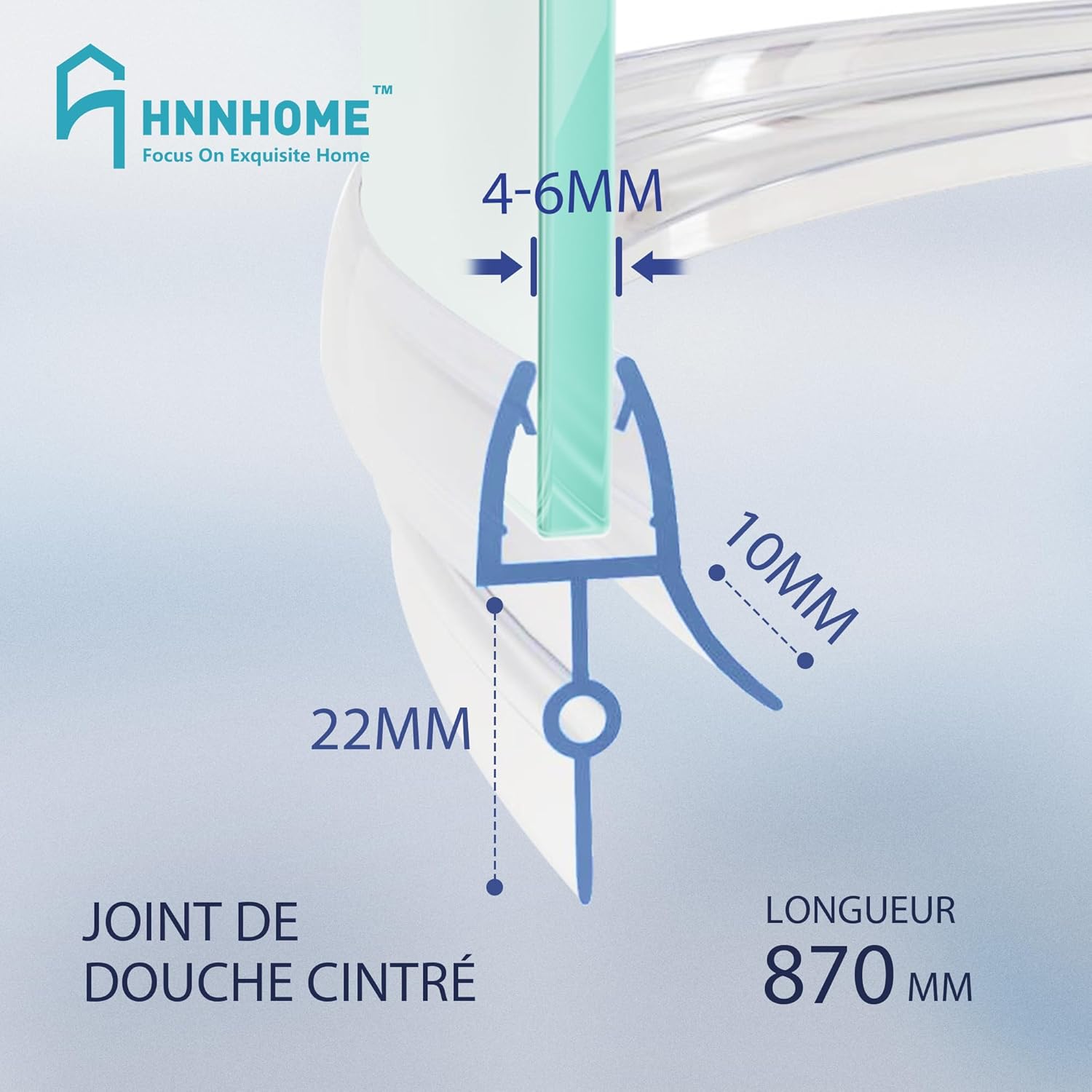 Detalle 2 de Hnnhome Joint d'étanchéité pré-courbé pour paroi de douche 4–6 mm, 870 mm – transparent