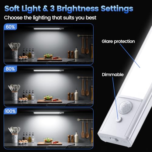 Detalle de daphomeu 30cm Rechargeable Under-Cabinet Lights, 3-Pack with Motion Sensor