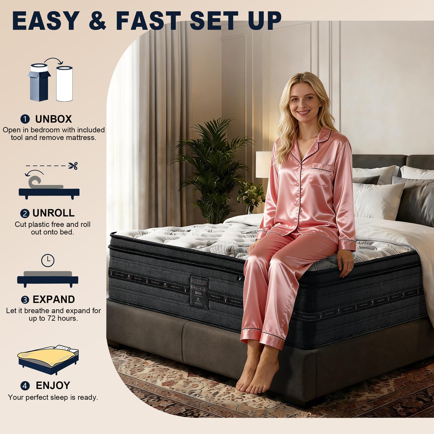 Thumbnail 6 de Maranon 14-Inch King Hybrid Mattress with Gel Memory Foam and Pocketed Coils