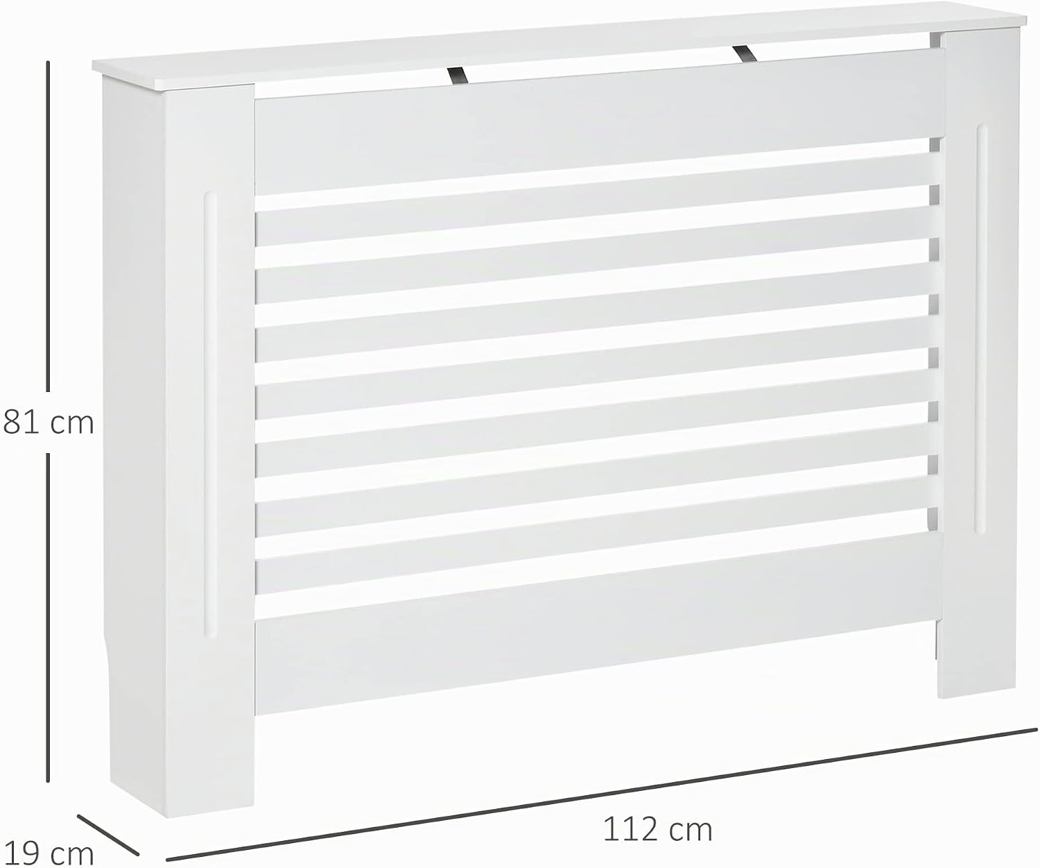 Thumbnail 6 de HOMCOM Cache-radiateur design à lattes 112x19x81 cm – MDF blanc