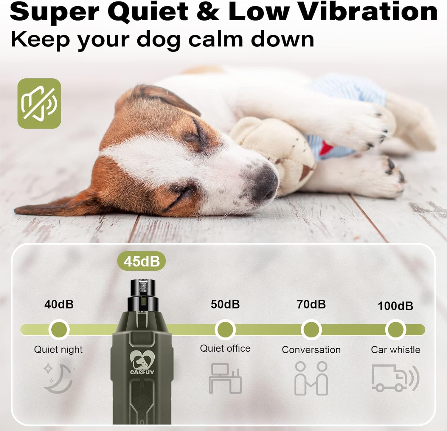 Detalle 2 de Casfuy Krallenschleifer für Hunde (6 Gänge) – superleise, wiederaufladbar & mit LED