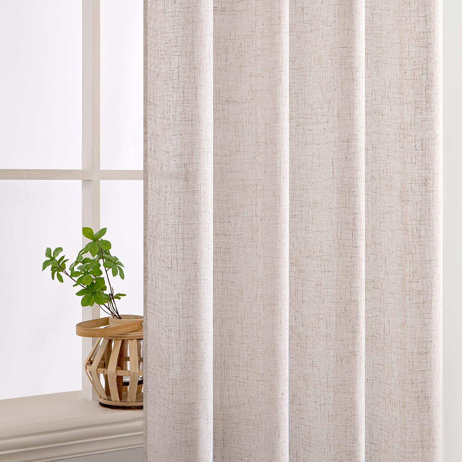 Thumbnail 4 de MIULEE Rideau Voile Modernes en Lin Translucide – Lot de 2, 245x140 cm, Blanc Naturel