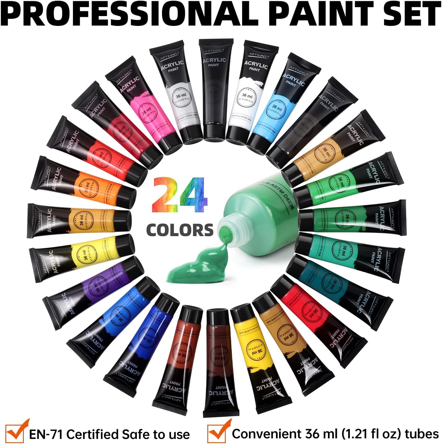 Thumbnail 3 de Acrylic Paint Set 24 x 36 ml with 10 Brushes
