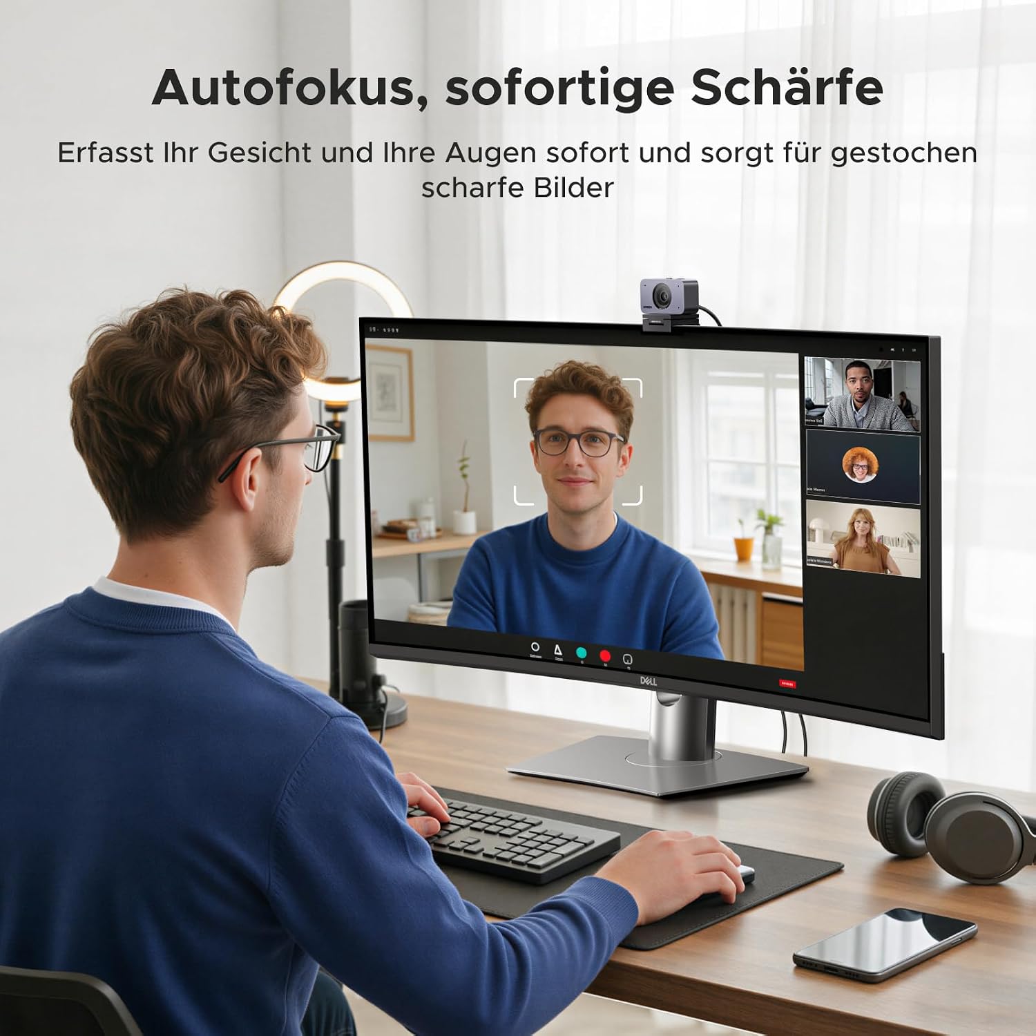 Detalle 2 de UGREEN FineCam 4K UHD Webcam mit Dual-Mikrofonen und Geräuschunterdrückung