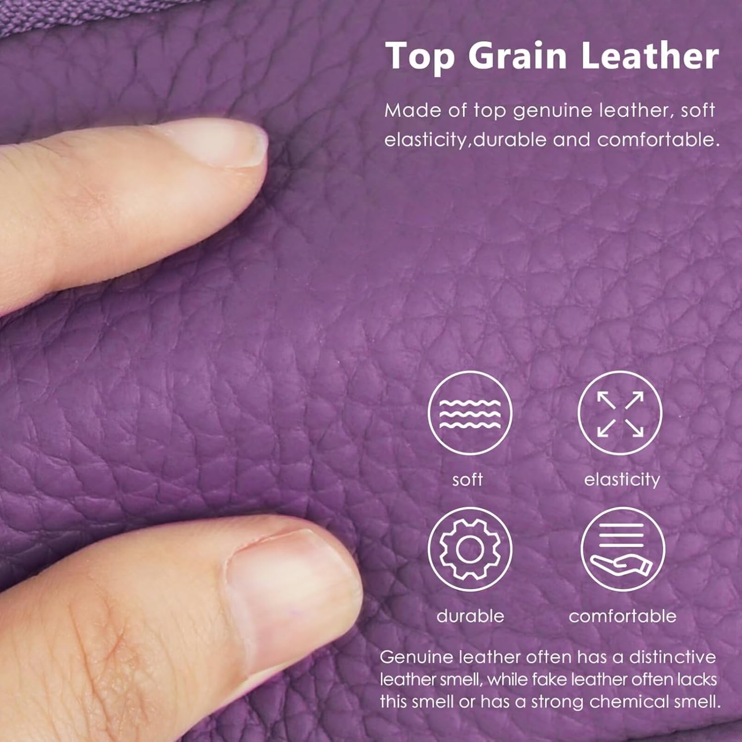 Thumbnail 1 de MAVHVAM Ladies Genuine Leather Small Purse – Purple Mini Coin Wallet with Double Zip