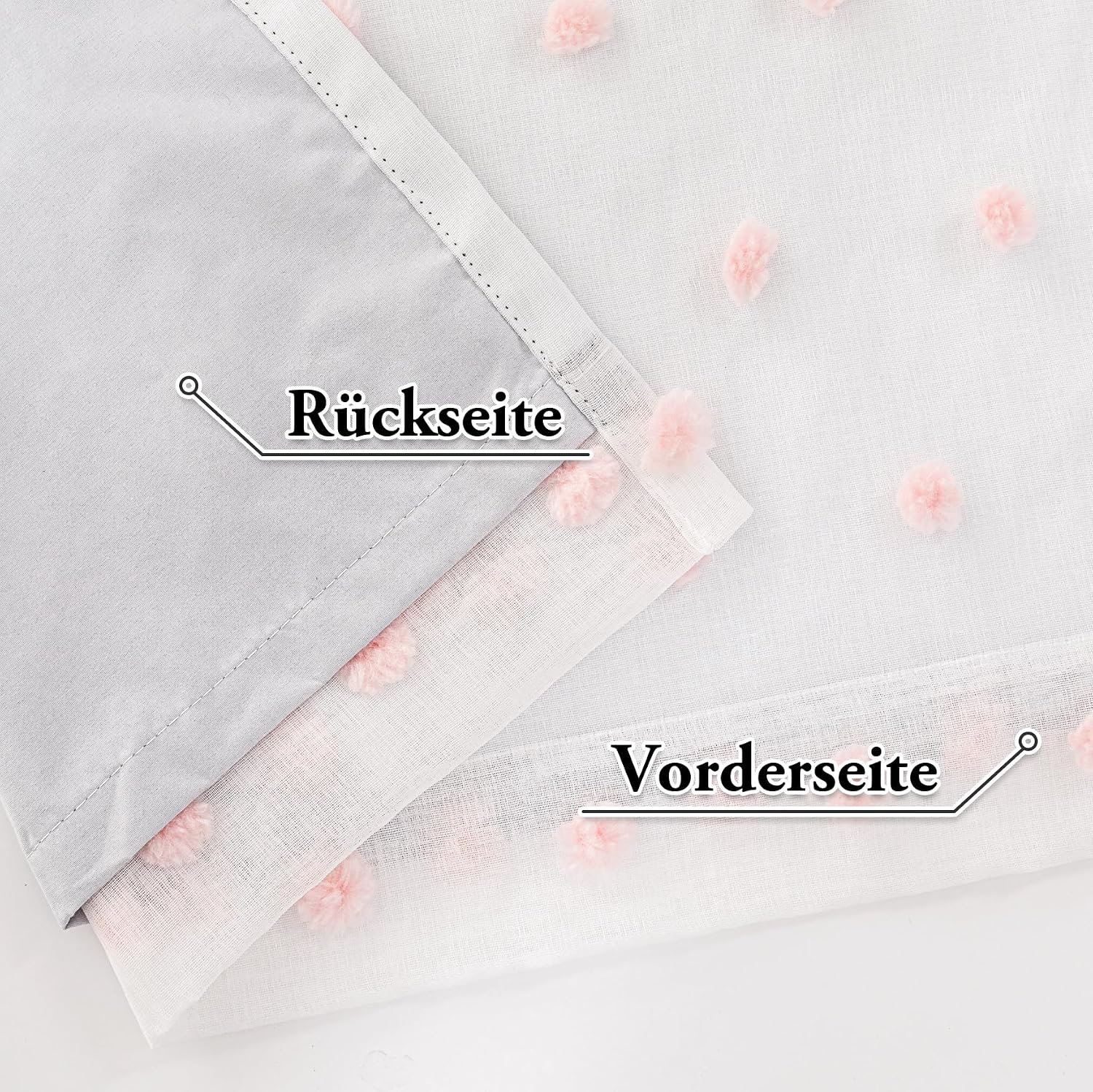 Thumbnail 4 de MYSKY HOME Gardinen Rosa Blickdichte Vorhang-Set 2er, 225 x 140 cm – Verdunkelung mit Pom Pom
