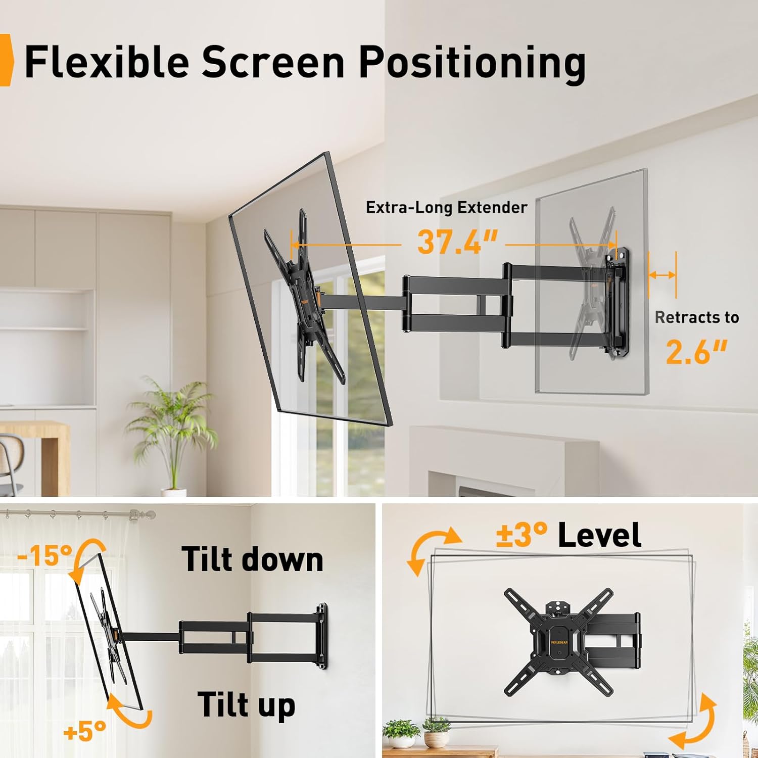 Thumbnail 4 de Perlegear Long Arm TV Wall Mount 37.4"