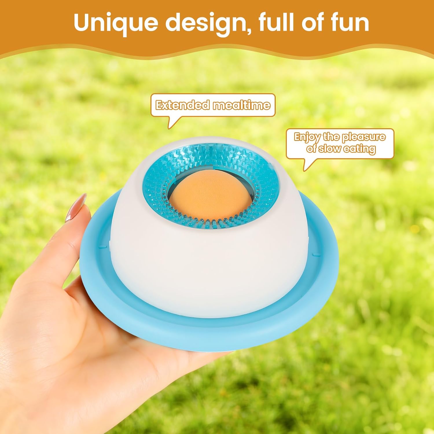 Detalle 2 de Pet Lick Bowl Lick Ball Slow Feeder (Blue) anti-slip lick toy for dogs and cats