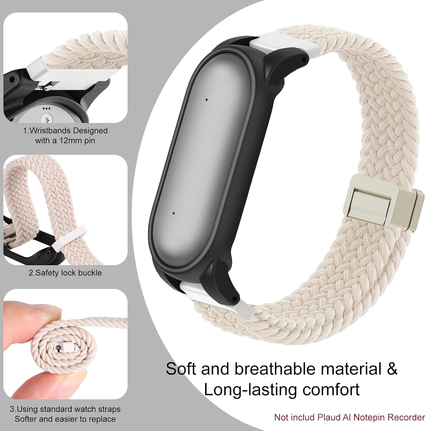 Detalle 2 de Polyjoy wristband & polycarbonate PC case for Plaud NotePin AI voice recorder