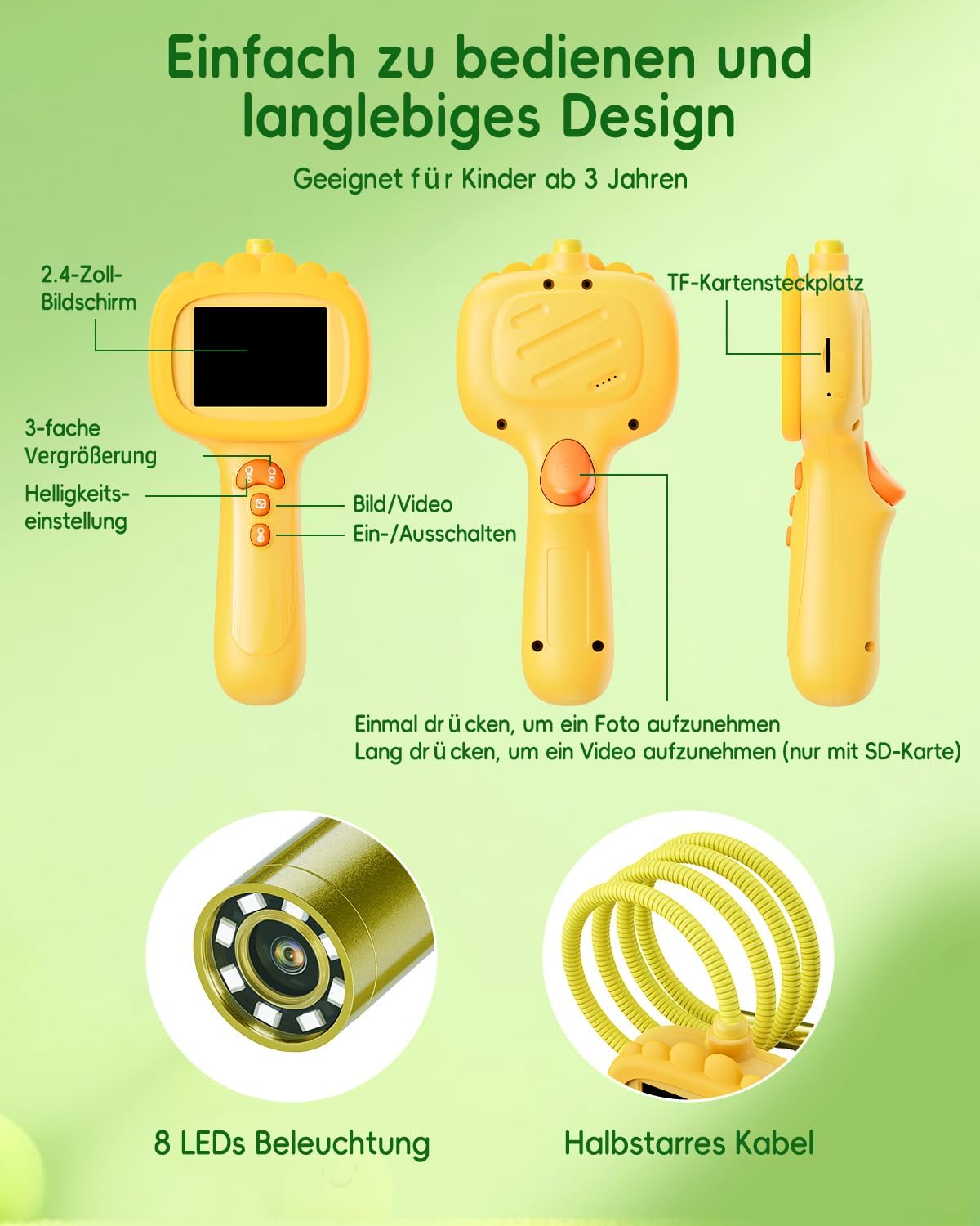 Detalle 2 de Ashfly Endoskopkamera Kinder 1080P