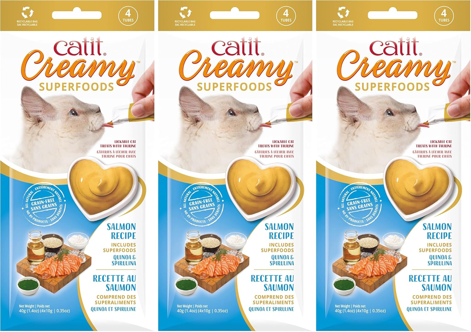 Detalle de Catit Creamy Snack líquido para gatos – Bote surtido 80 x 10 g