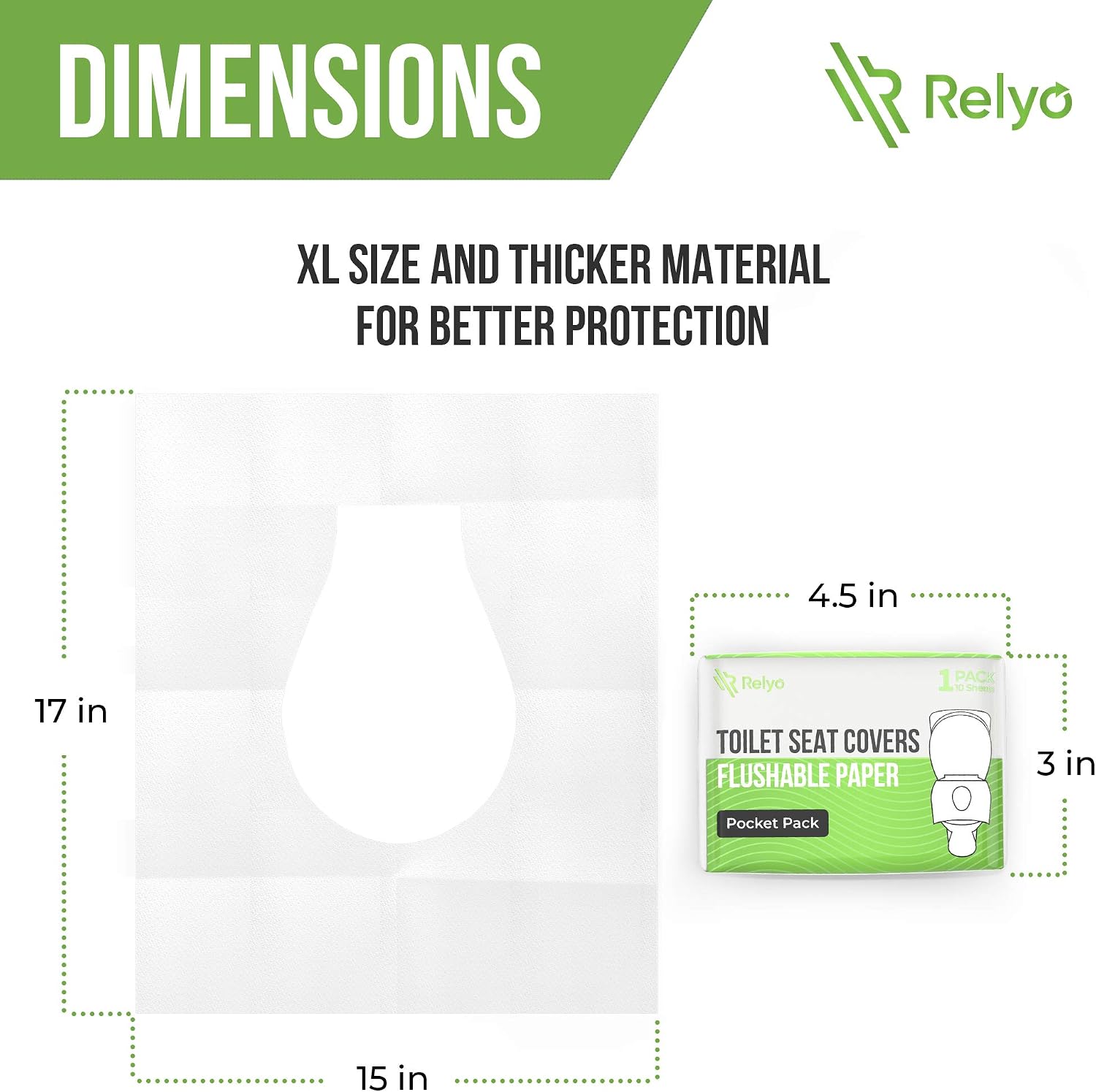 Detalle de Relyo Toilet Seat Cover Paper Flushable (50 Pack) – XL, Biodegradable & Travel-Ready