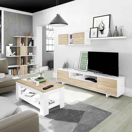 Thumbnail 8 de Habitdesign Mueble de Salón Belus Blanco Brillo y Roble Canadian 🛋