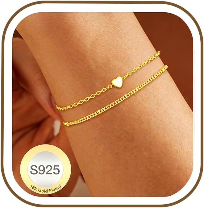 Thumbnail 6 de Avotto 925-Silber Armband für Damen & Mädchen mit Lagen-Design, hypoallergen, verstellbar