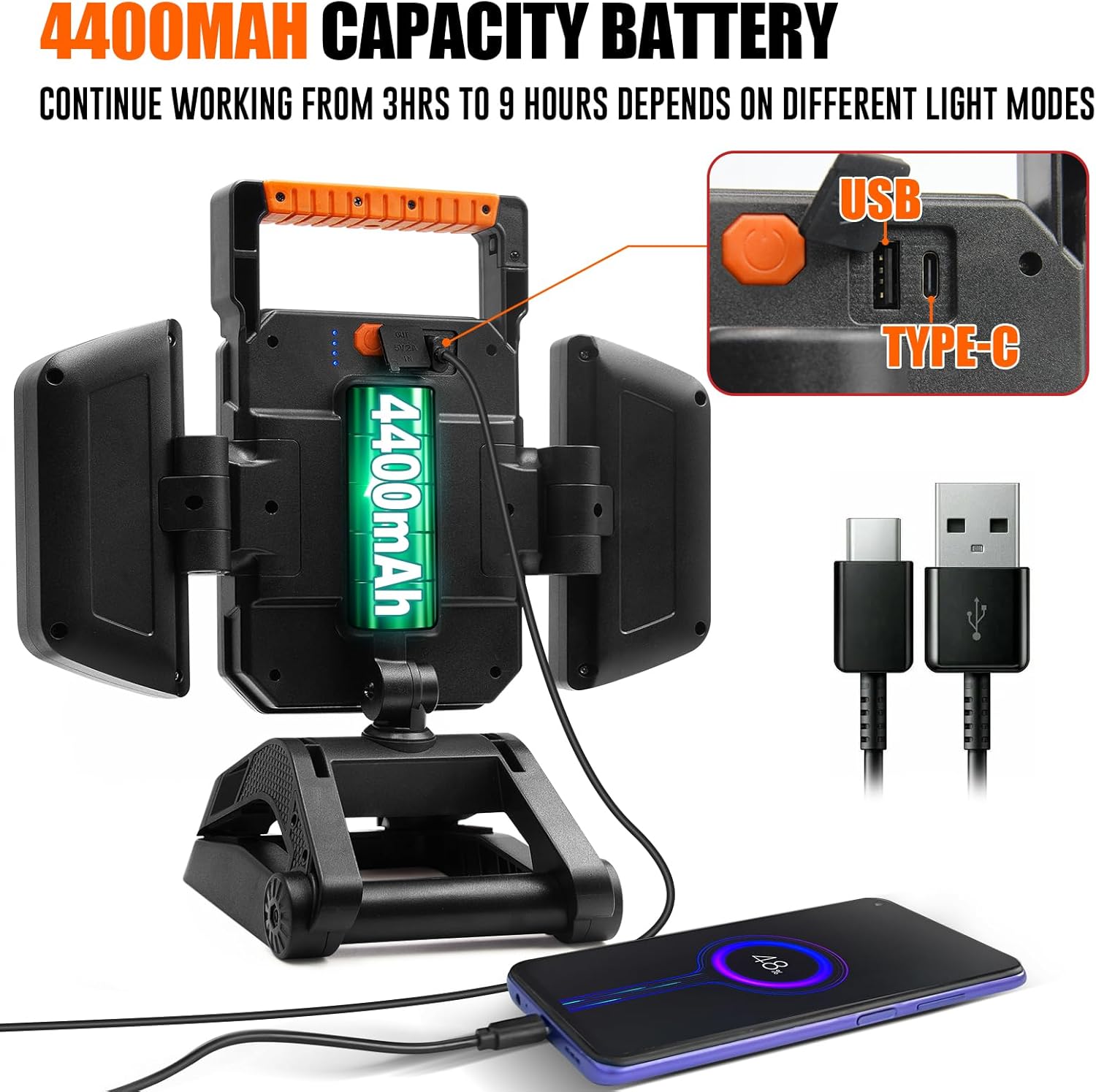Detalle de 4000LM rechargeable work light with clamp