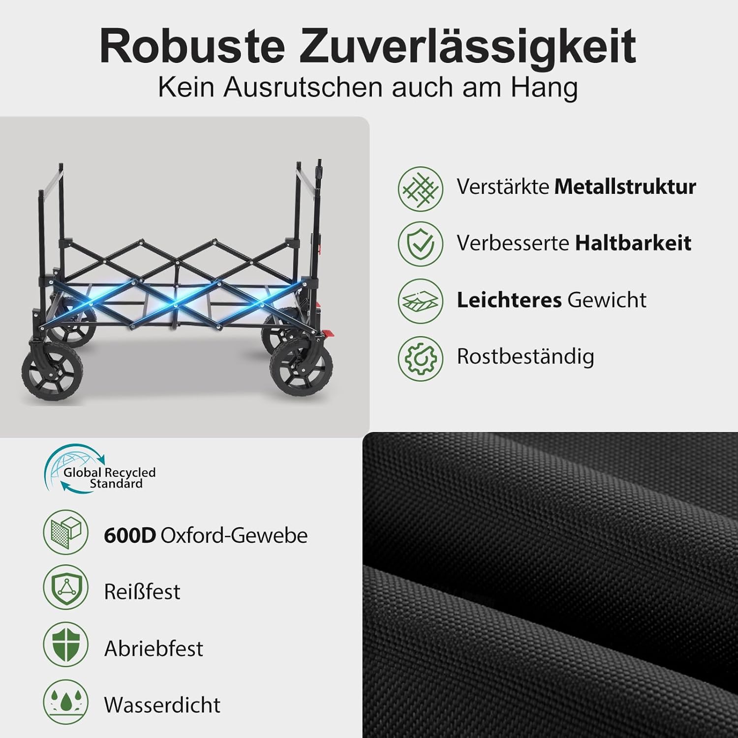 Thumbnail 4 de Sekey XXL Faltbarer Bollerwagen S4018 mit Dach und 150 kg Tragfähigkeit – Schwarz