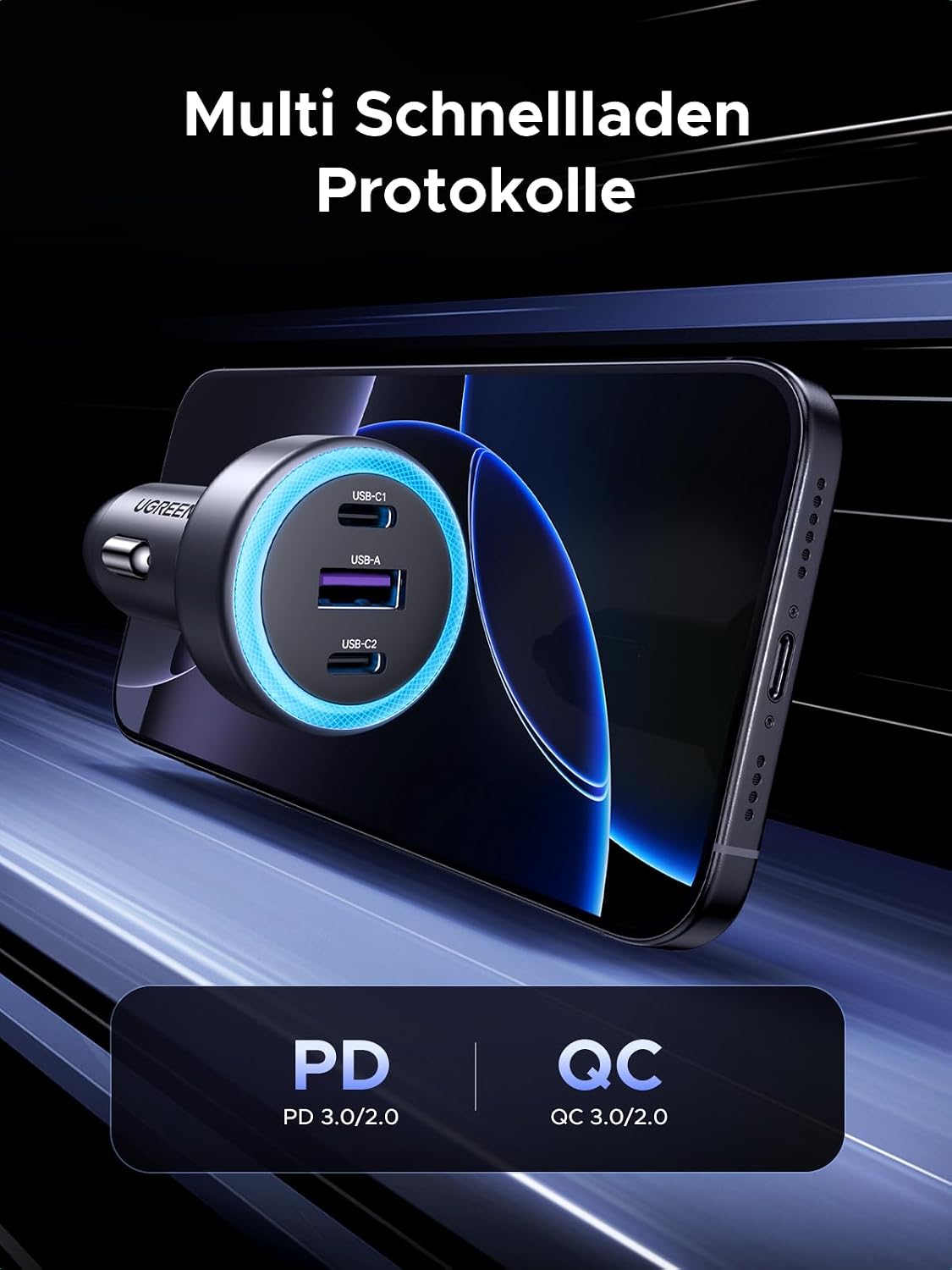 Thumbnail 2 de UGREEN 3-Ports Zigarettenanzünder PD30W Auto Ladegerät