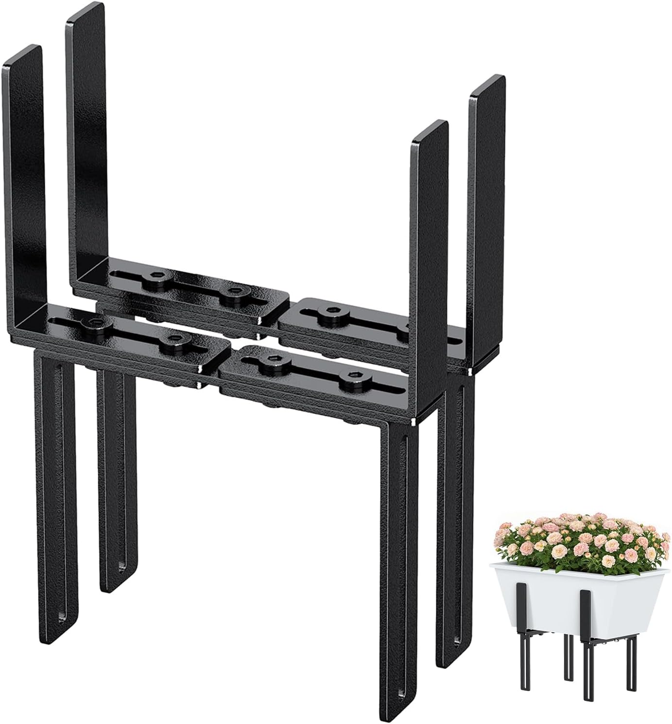 Detalle de HFHOME YM0546 H-vormige bloembakhouders voor balkon, zonder boren