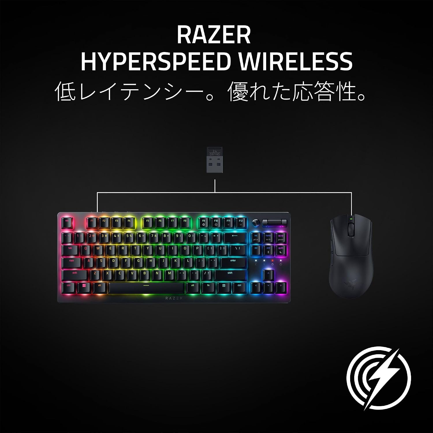 Detalle 2 de Razer DeathAdder V3 HyperSpeed ワイヤレスゲーミングマウス 55g・Focus X 26Kセンサー・最大100時間駆動