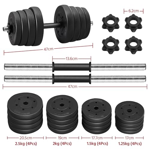 Detalle de Yaheetech 30KG Adjustable Dumbbells Set – 2x15KG Free Weights for Home Gym