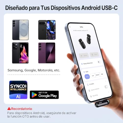 Thumbnail 7 de SYNCO SMICT Micrófono de Solapa Inalámbrico IA para Android