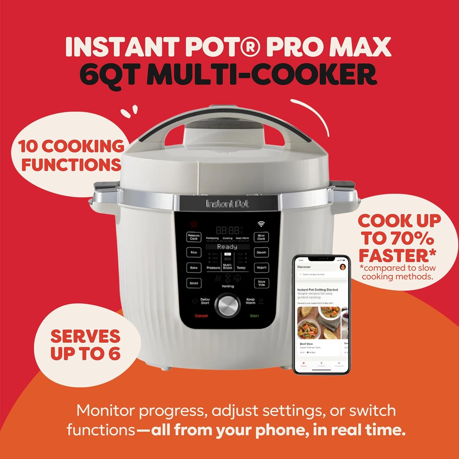 Detalle 2 de Instant Pot PRO Max Wi‑Fi 6 Quart Pressure Cooker