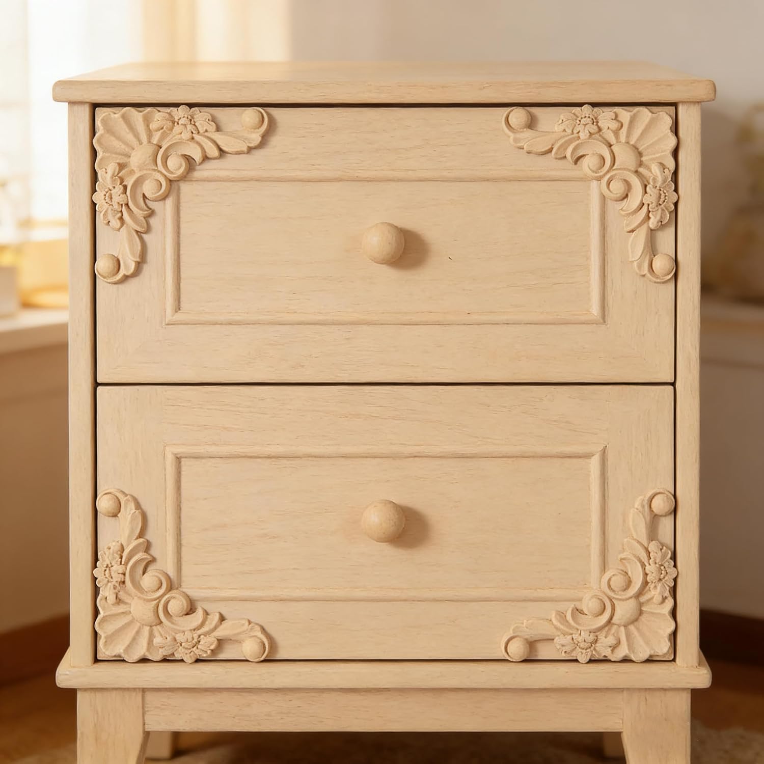 Detalle 2 de Unpainted Wood Furniture Appliques, 9.5 x 9.5 cm