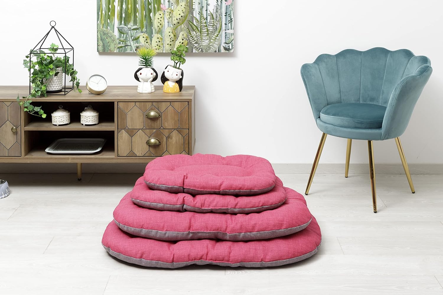Detalle de Baroni Home Cuscino Ovale per Cani e Gatti Tessuto: comfort italiano in 4 taglie