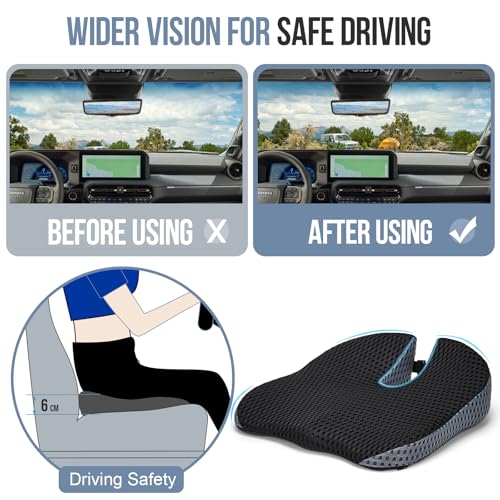 Thumbnail 5 de Ajiteogy cojín de asiento para coche con espuma viscoelástica, elevador ergonómico y correas antideslizantes