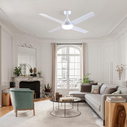 Detalle de Ventilador de Techo Newday 122 cm con Luz y Control Remoto — DC, 4 aspas, silencioso