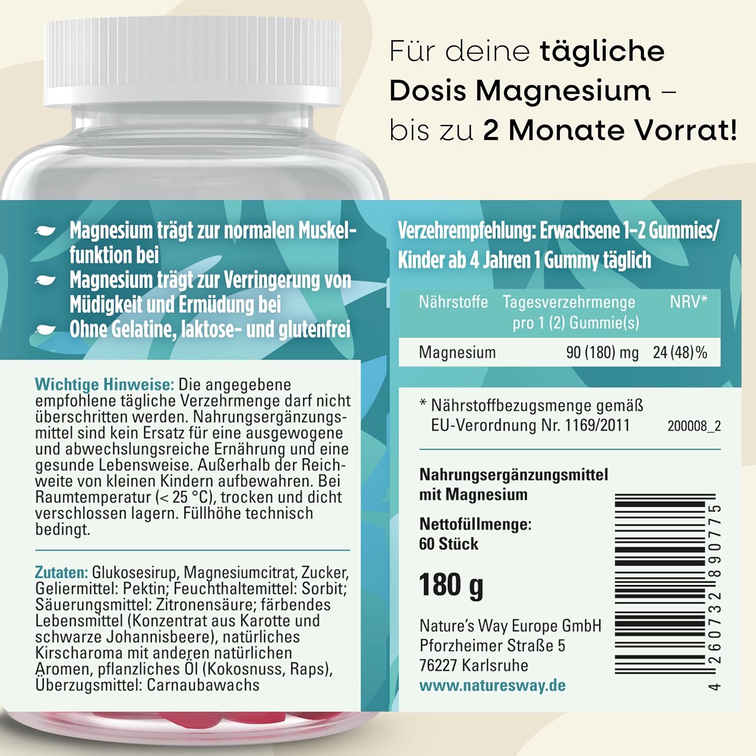 Thumbnail 5 de Magnesium Gummies 180 mg hochdosiert đź’Š