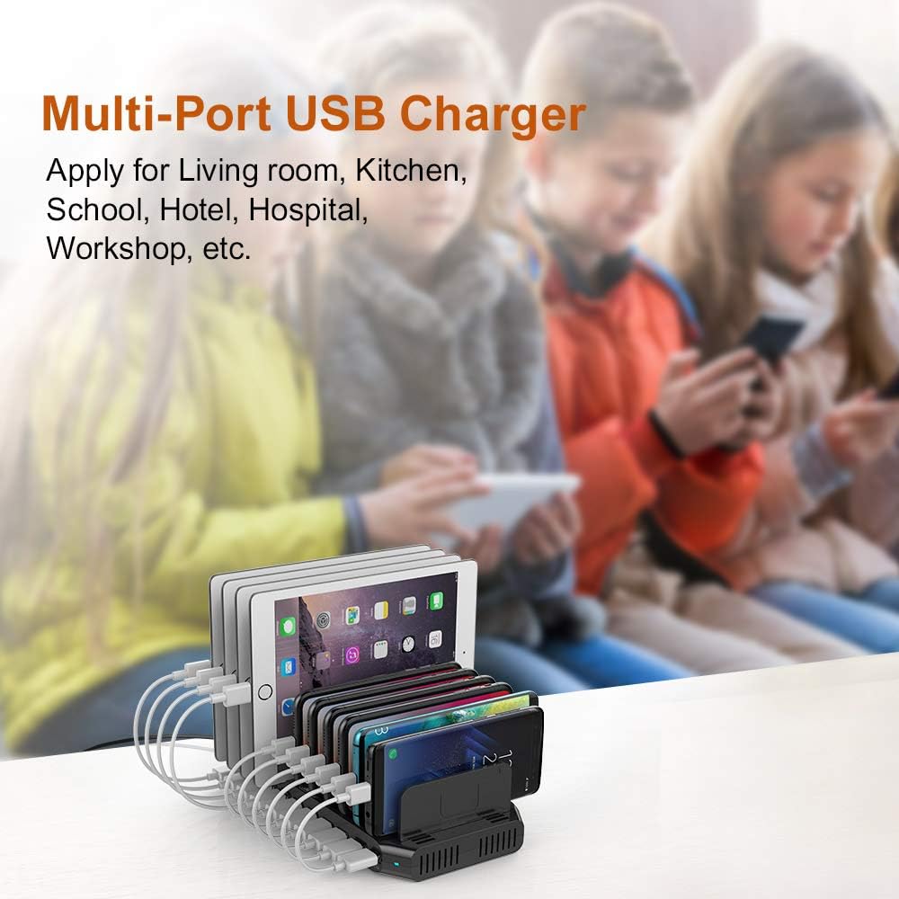 Thumbnail 4 de Alxum 60W Station de Charge USB à 10 ports – Station de recharge multifonction pour téléphones et tablettes