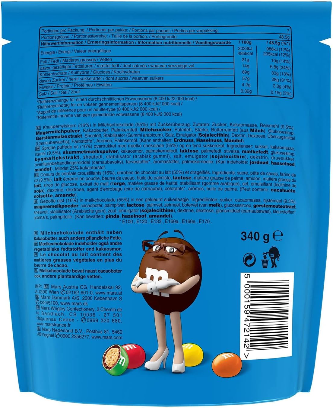 Thumbnail 1 de M&M'S Crispy Chocolat au Lait & Riz Soufflé – Sachet 340g