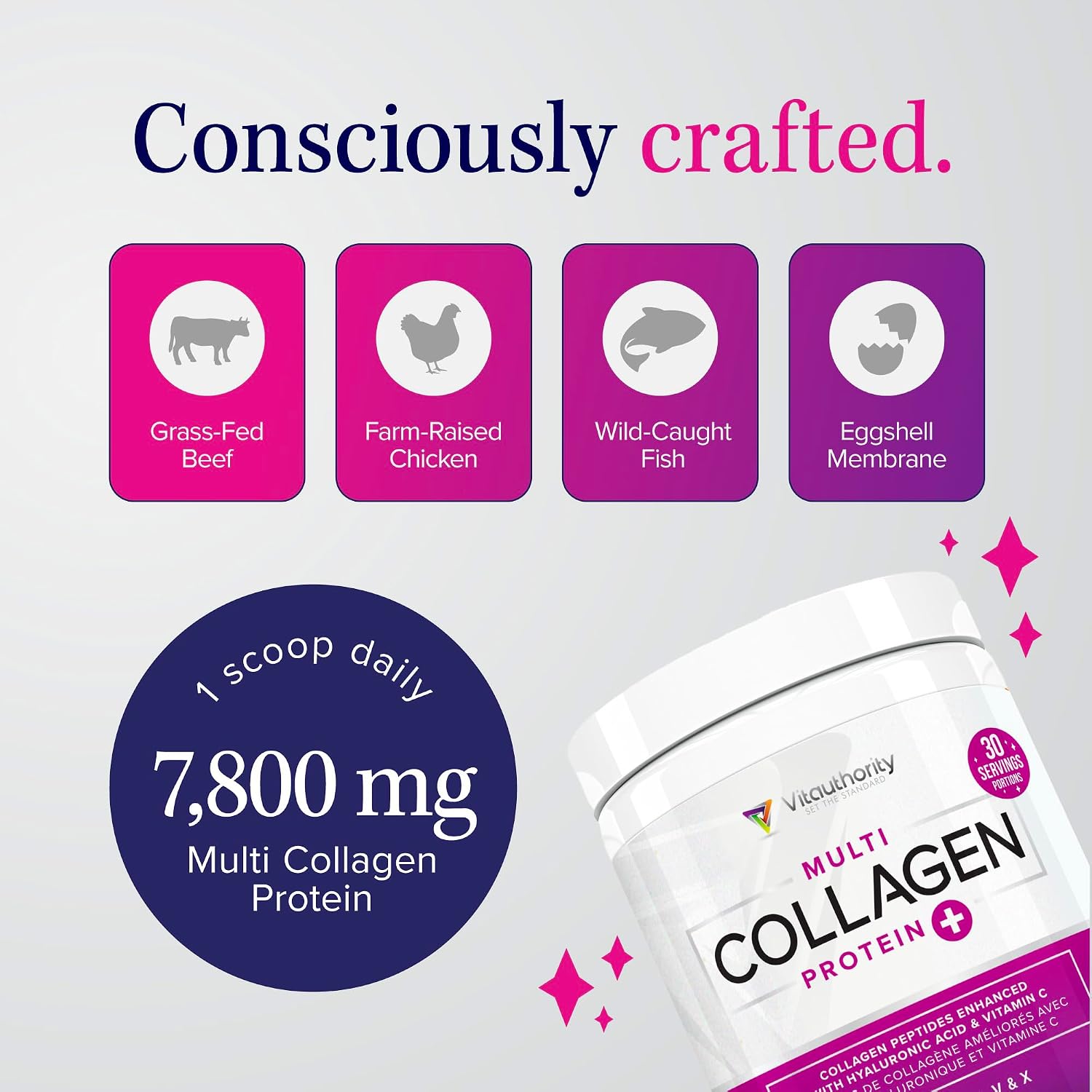 Thumbnail 6 de Vitauthority Multi Collagen Powder, 5 Types, Unflavoured, 234 g