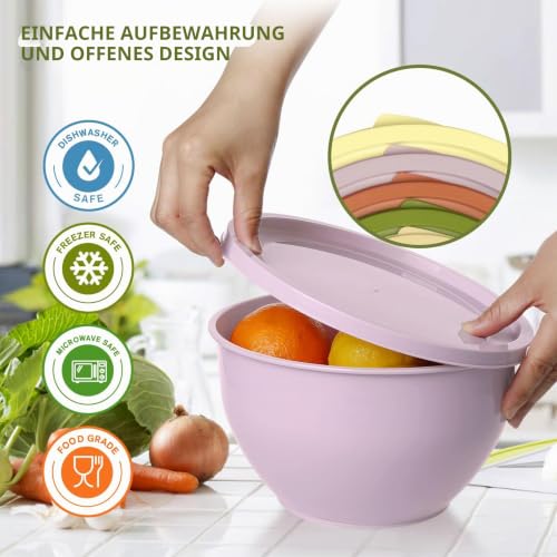Detalle 2 de Greentainer Rührschüssel-Set mit Deckeln, 5 Größen, stapelbar und BPA-frei