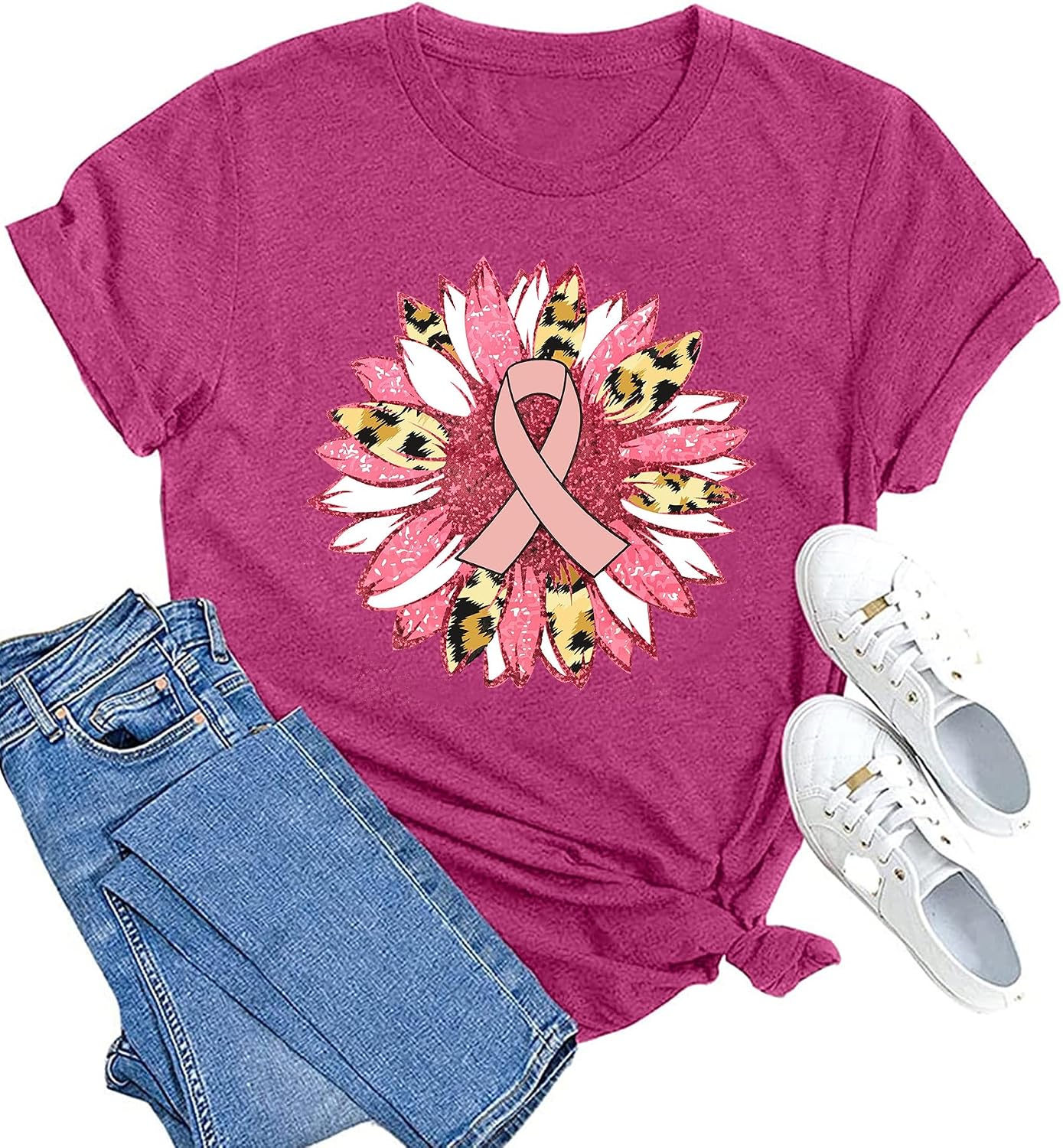 Detalle 1 de MAIHUN Breast Cancer Awareness Shirt, 60% Polyester