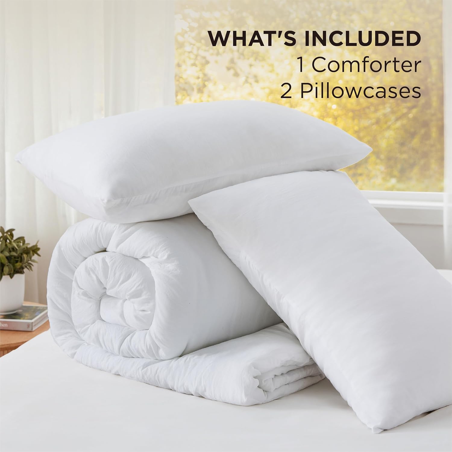 Thumbnail 5 de Bedsure BB349B2 King Comforter Set, Prewashed White Polyester Bedding