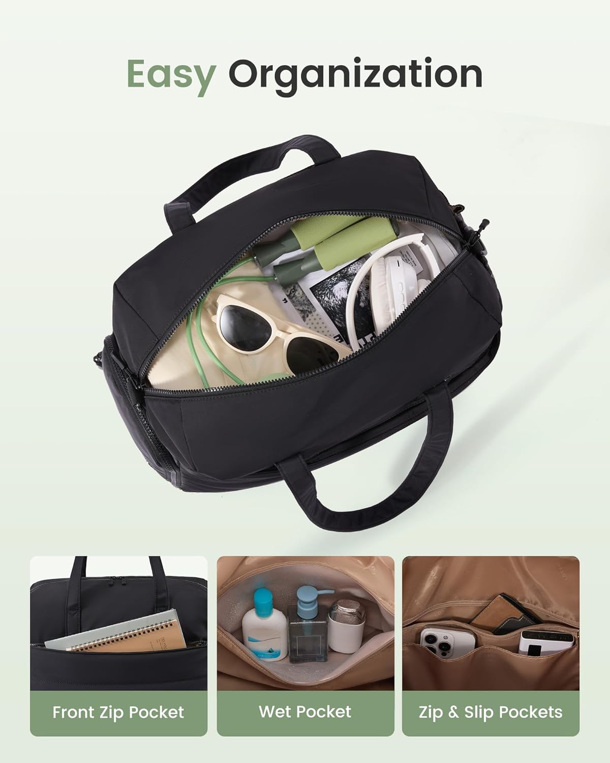 Detalle de LOVEVOOK Sporttasche/Weekender klein für Damen – handgepäcktaugliche Reisetasche mit Schuhfach