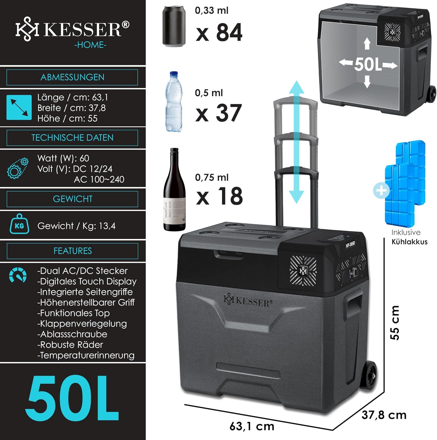Thumbnail 6 de KESSER® Kompressor-Kühlbox 30L – mobile Kühlbox mit App-Steuerung und Gefrierfunktion